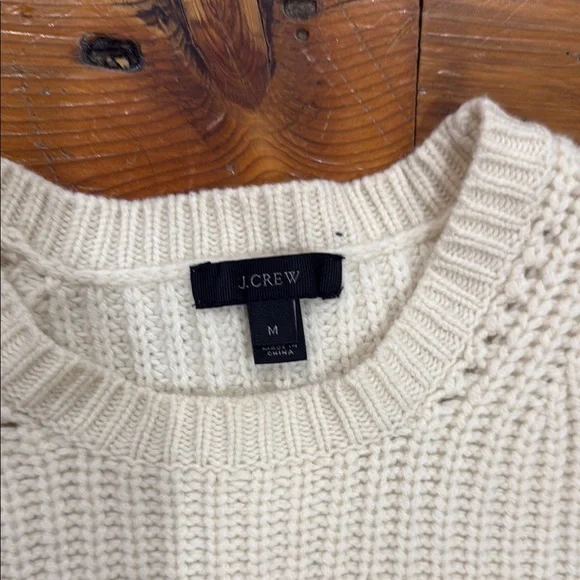 J.Crew Ivory Cream Knit Wool Sweater Size Medium - Picture 2 of 8